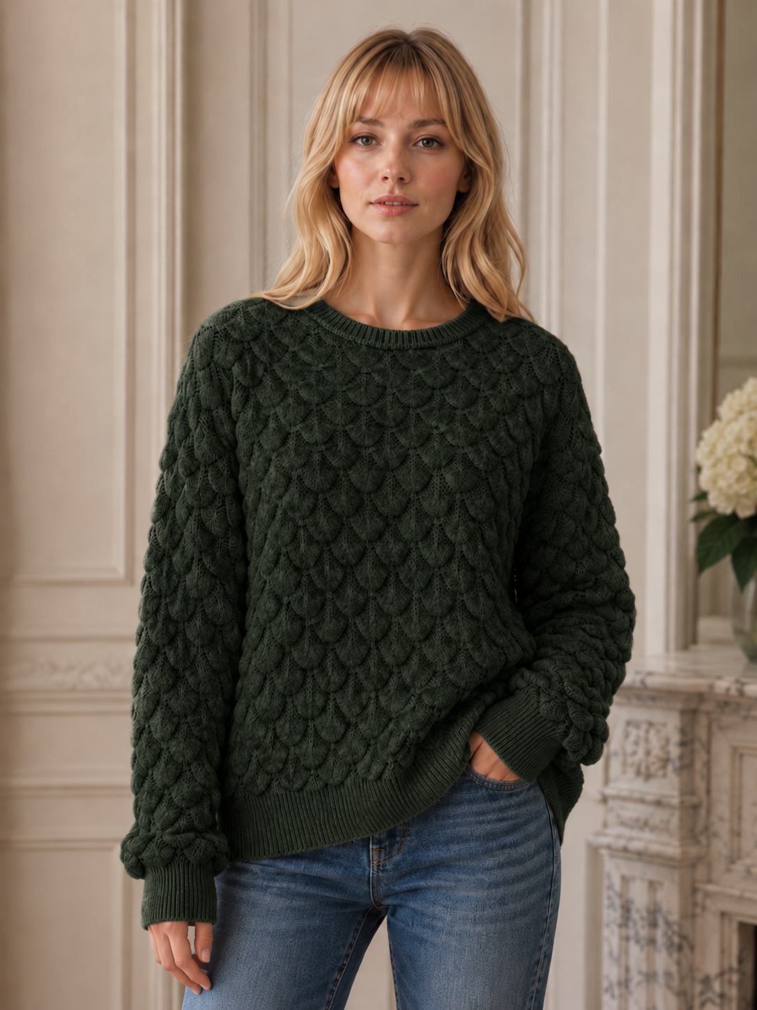 Textured Scallop Knit Jumper