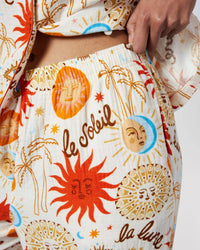 Chelsea Peers - Cotton Cheesecloth Sun & Moon Short Sleeve Long Trouser Pyjama Set