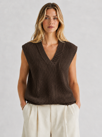 Ribbed V-Neck Knitted Vest