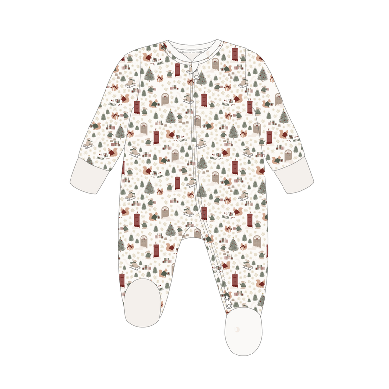 Baby Jersey Sleepsuit - Festive Forest
