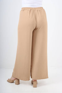 Italian Elastic Waistband Drawstring Wide Leg Trousers