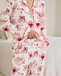 Chelsea Peers - Valentine's Cherubs Print Long Pyjama Set