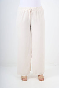 Italian Elastic Waistband Drawstring Wide Leg Trousers