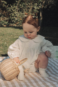 Minnie & Monty - White/Embroidered Long Sleeve Romper