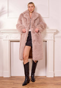 Luxe Faux Fur Coat in Coffee