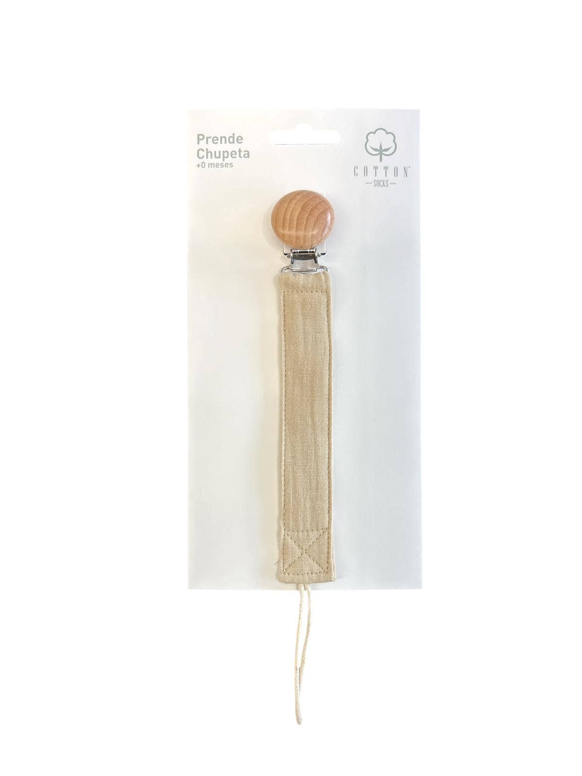 Pacifier holder in organic cotton with anti-loss clip