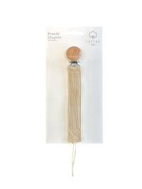 Pacifier holder in organic cotton with anti-loss clip