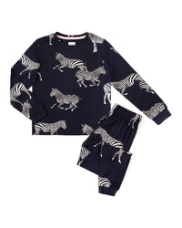 Chelsea Peers - Kids' Navy Zebra Print Long Pyjama Set