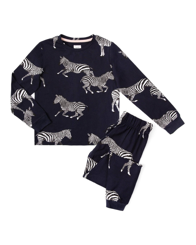 Chelsea Peers - Kids' Navy Zebra Print Long Pyjama Set