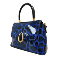 Elegant Glossy Leopard Print Top Handle Handbag-912-2