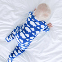 Unisex Baby Cotton Sleepsuit (Onesie) – Blue cloud Print