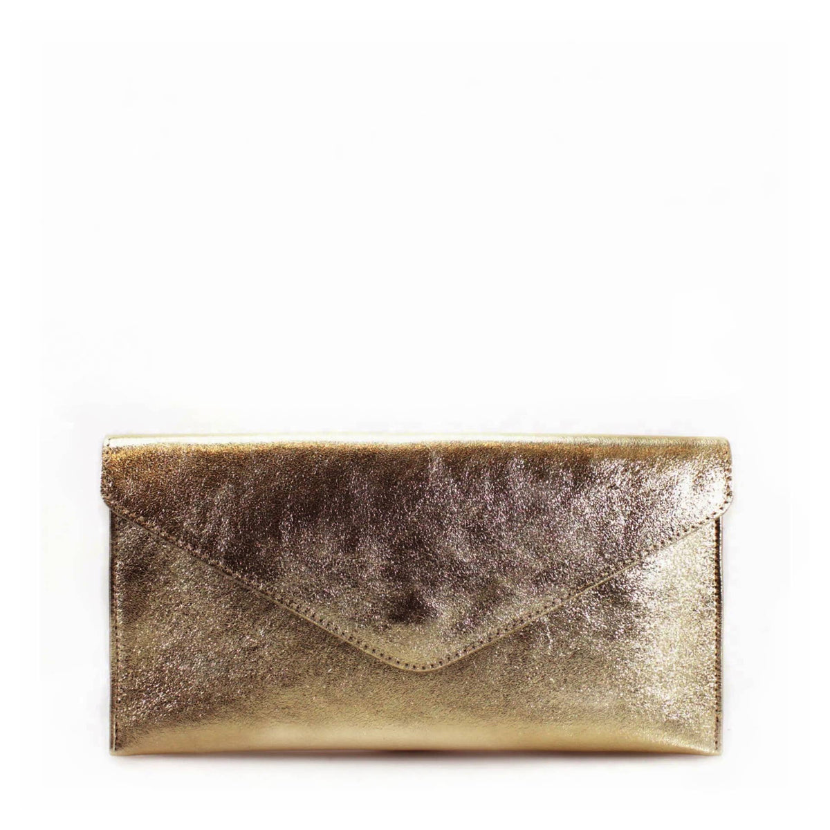 Italian Leather Metallic Envelope Clutch