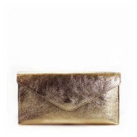 Italian Leather Metallic Envelope Clutch