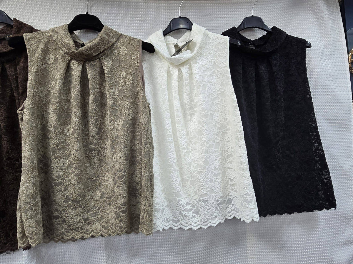 Lace Velvet Jersey Collar Back Top