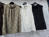 Lace Velvet Jersey Collar Back Top