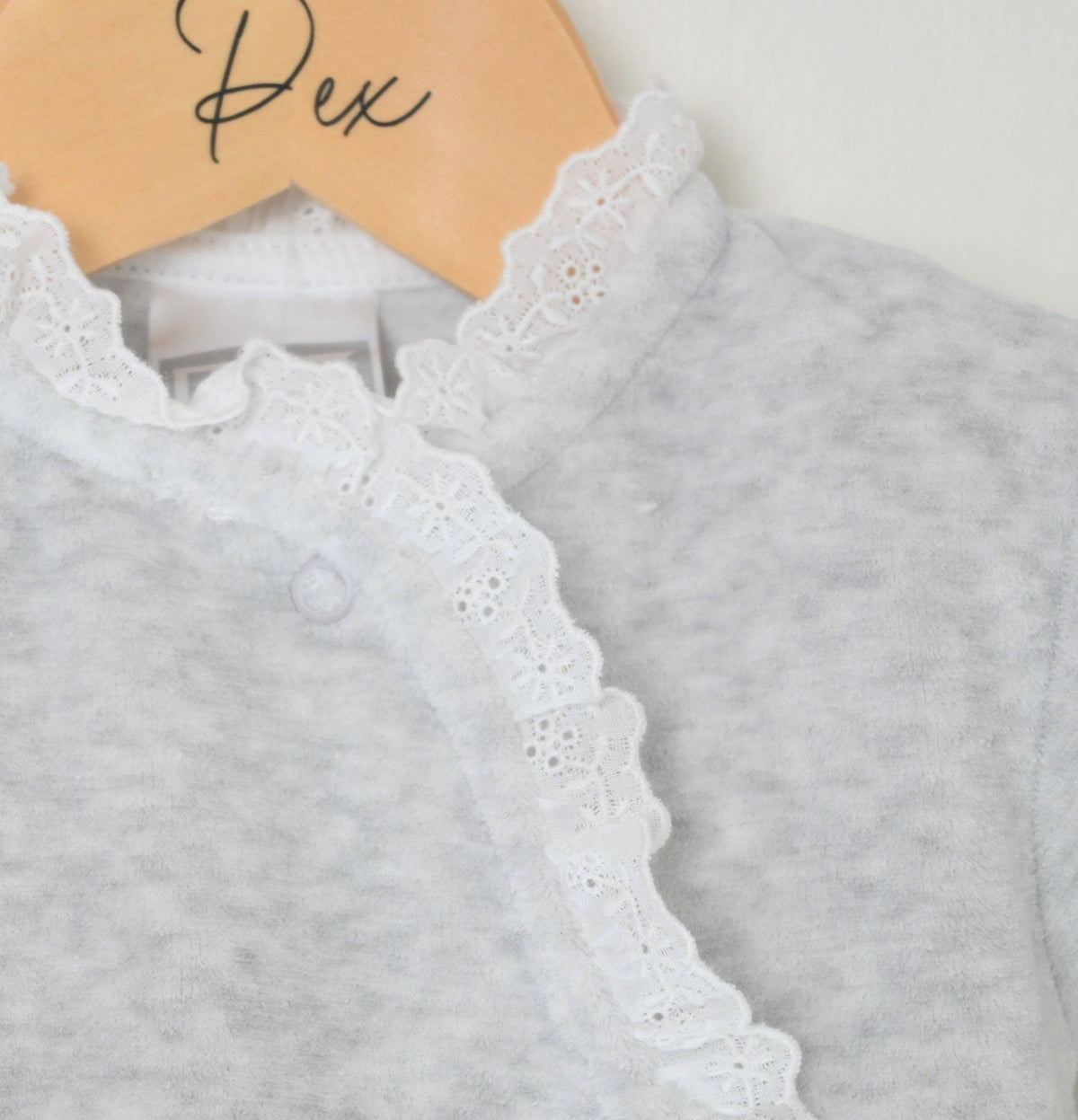 Lace Edged Sleepsuit  Grey