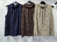 Lace Velvet Jersey Collar Back Top