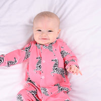 Unisex Baby Cotton Sleepsuit (Onesie) – Pink Zebra Print