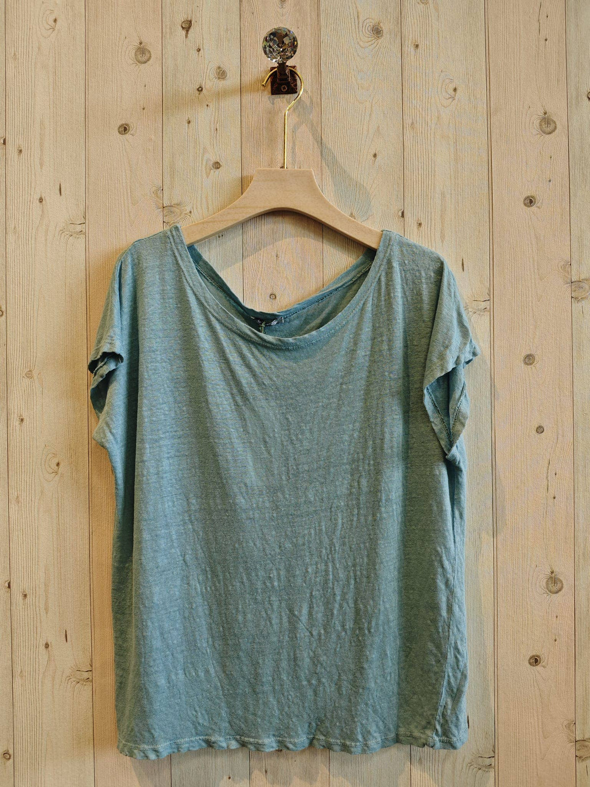 BASIC U-NECK T-SHIRT 100% LINEN Ref-2295