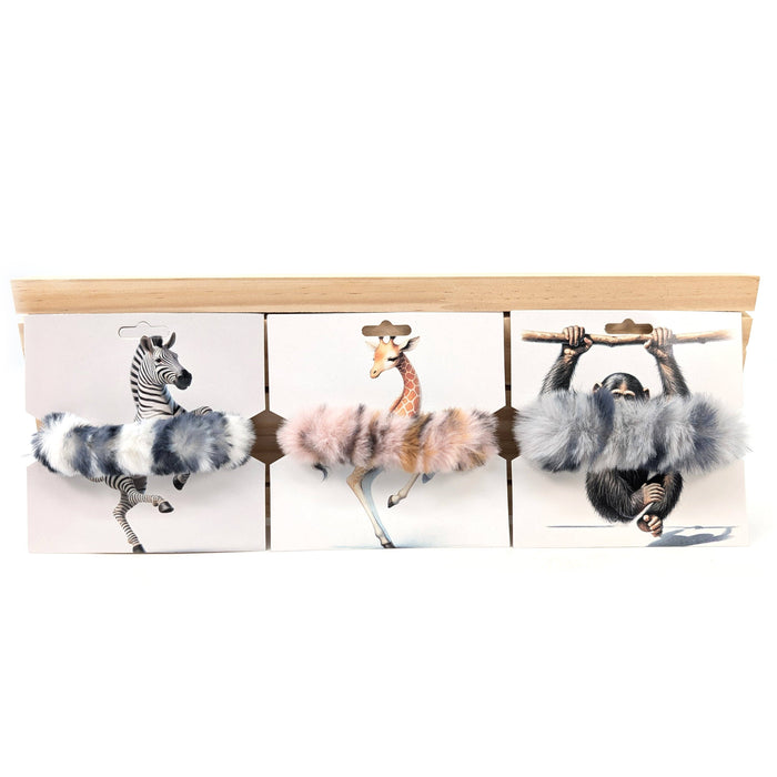 Animal Print Faux Fur Scrunchies - Assorted Colours