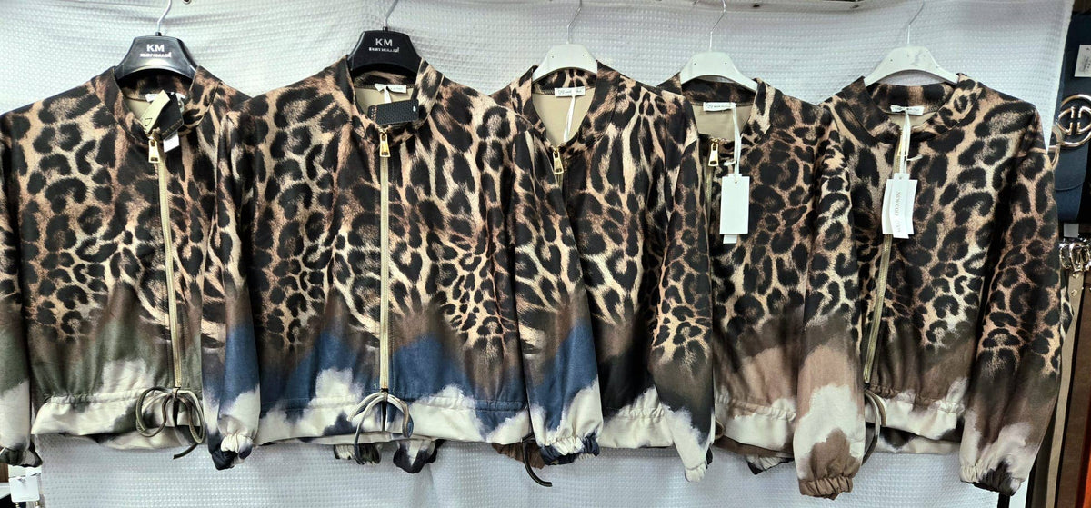 Suedette Leopard Zip Bomber Jacket: Various Colours