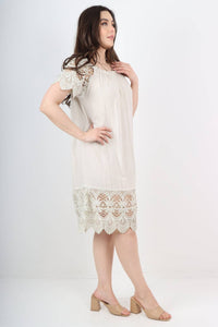Italian Bardot Crochet Lace Dress – Off Shoulder Summer Style