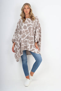 Italian Animal Print Oversized Boxy Top