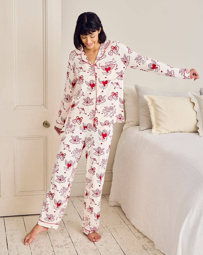 Chelsea Peers - Valentine's Cherubs Print Long Pyjama Set