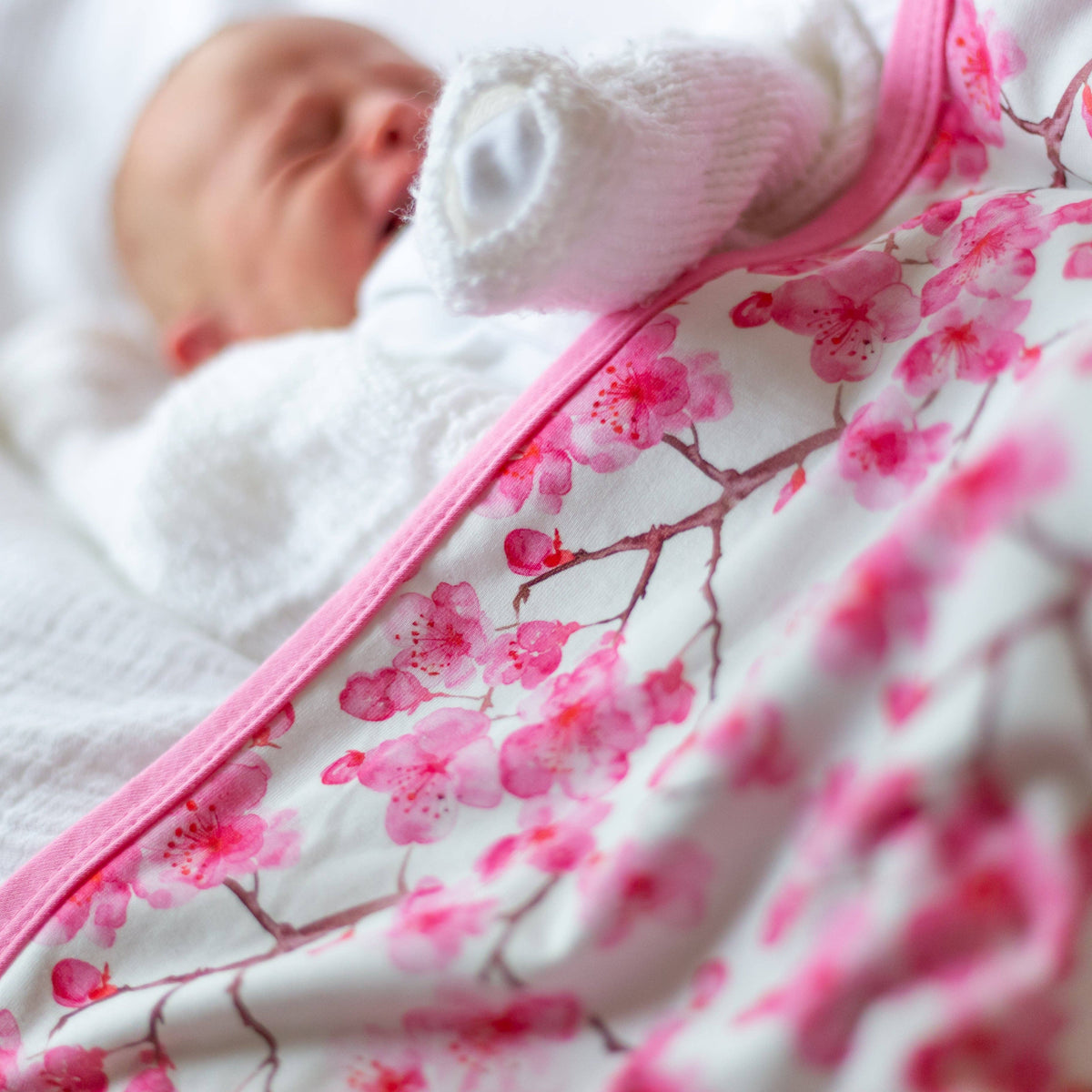 Unisex Baby Cotton Sleepsuit (Onesie) – Cherry Blossom Print