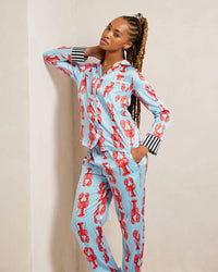 Chelsea Peers - Satin Lobster Print Long Pyjama Set