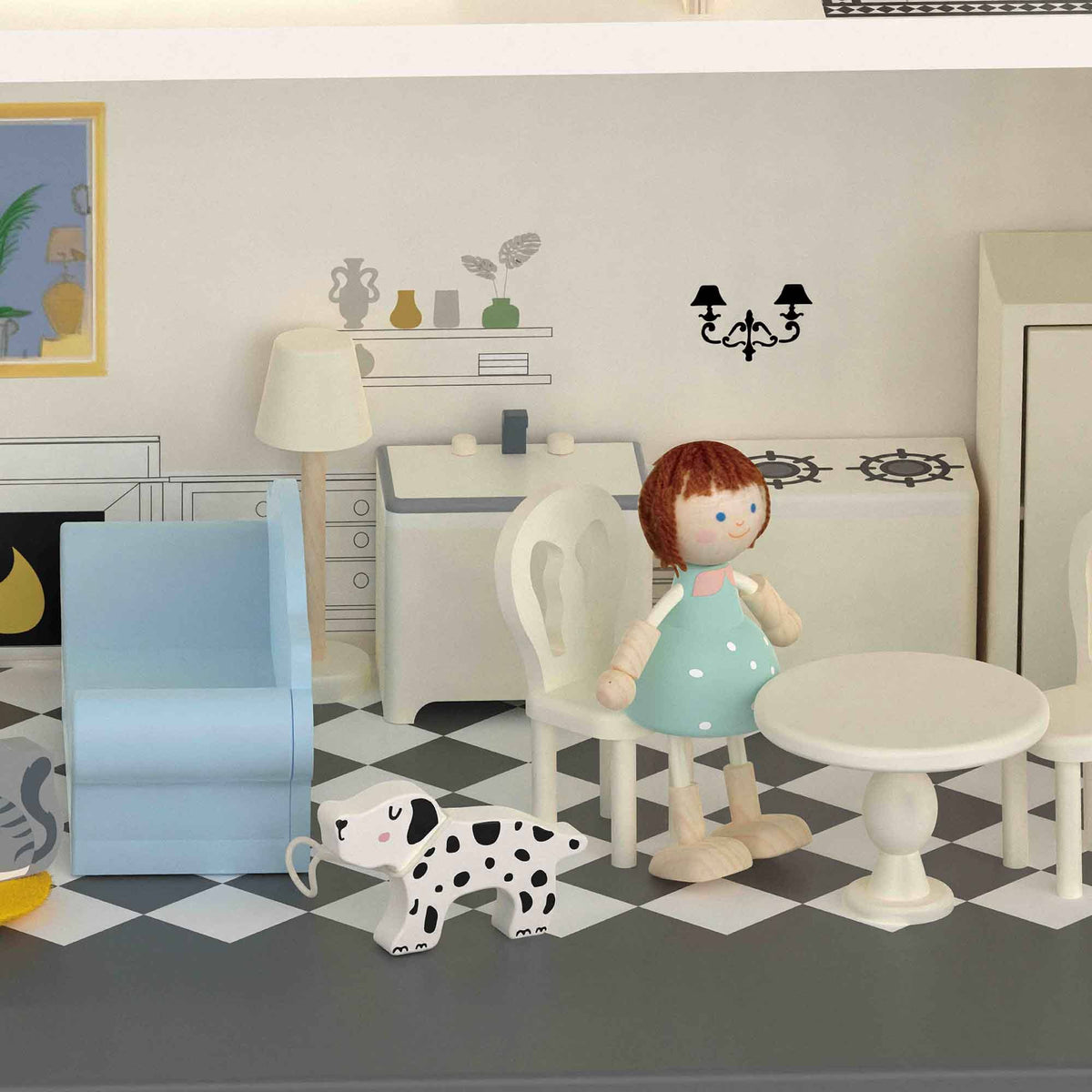 Classic World Vintage Doll House Wooden FSC Pretend Play