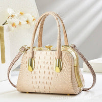 Small Medium Croc Pattern Diamante Top Handle Shiny Bag