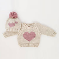 Huggalugs Sweetheart Crew Neck Jumper and Matching Beanie Hat