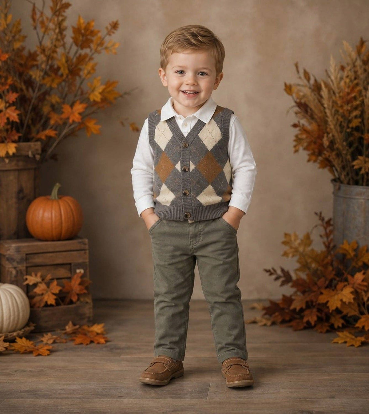 Boys 3 piece outfit Grey, Shirt, Waistcoat & Trousers - 2817-b