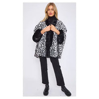 One Size Faux Fur Front Opening Animal Print Cape Sha-Fur485
