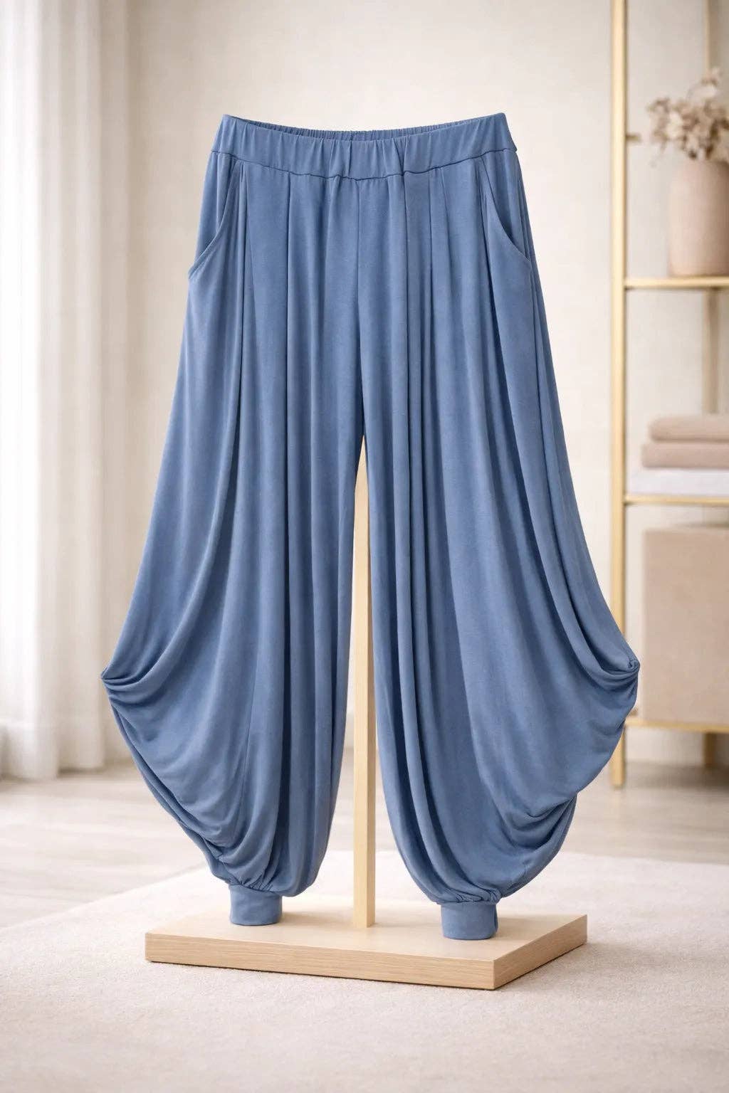 Italian Womens Oversized Jersey Harem Trousers – Wide Leg Baggy Pants
