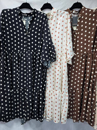 Plus Size Polka Dot Cotton Smock Dress