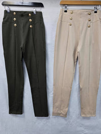 Military Gold Button Cotton Soft Trousers