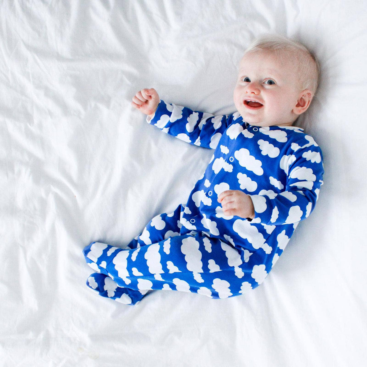 Unisex Baby Cotton Sleepsuit (Onesie) – Blue cloud Print