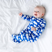 Unisex Baby Cotton Sleepsuit (Onesie) – Blue cloud Print