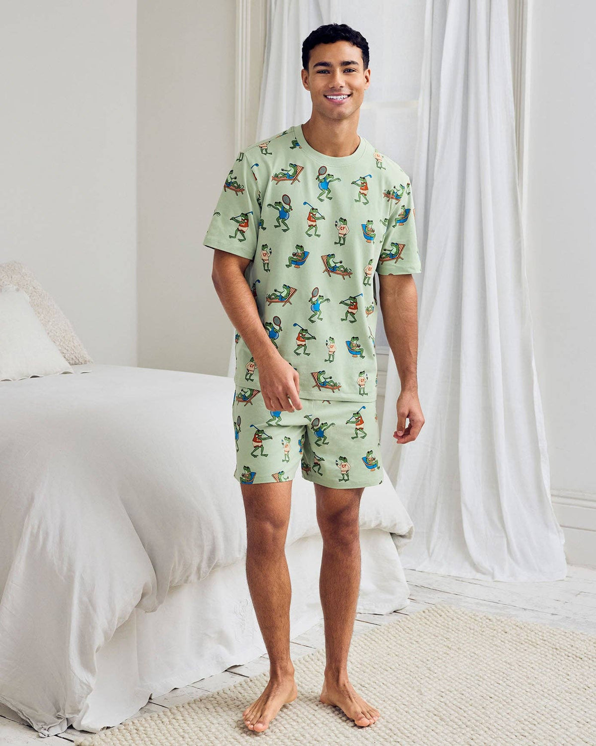 Organic Cotton Sports Frogs Print Short Pyjama Set
