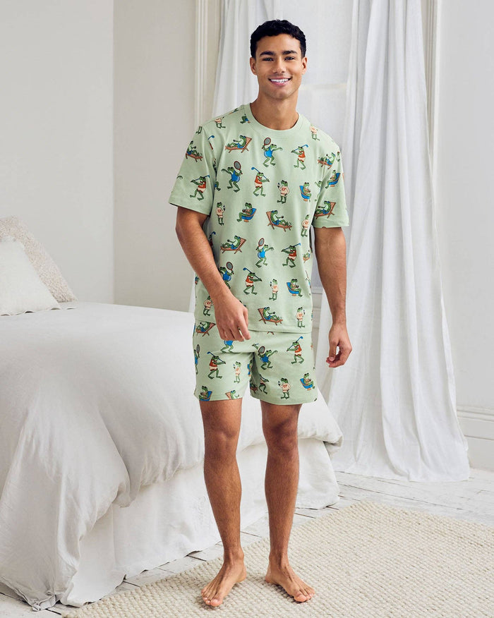 Organic Cotton Sports Frogs Print Short Pyjama Set