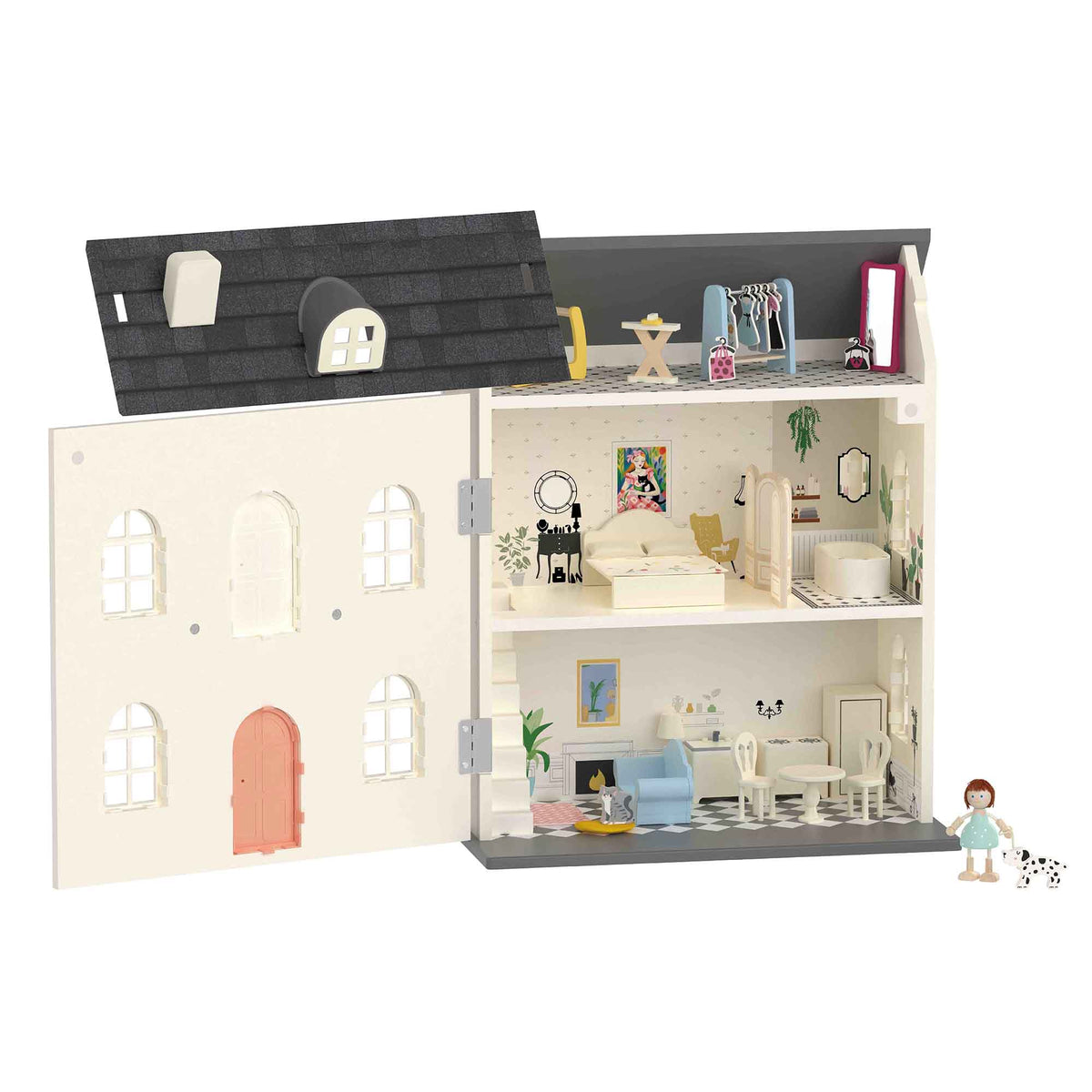Classic World Vintage Doll House Wooden FSC Pretend Play