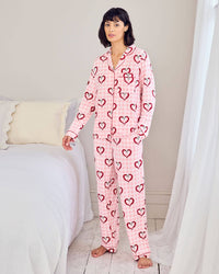 Chelsea Peers - Chilli Heart Print Long Pyjama Set