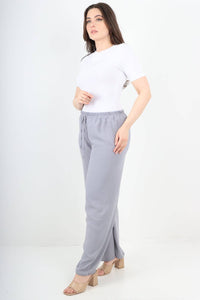 Italian Elastic Waistband Drawstring Wide Leg Trousers