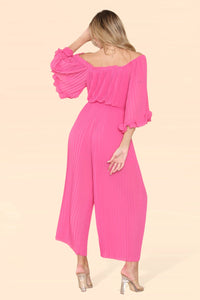 Sofia Bardot Pleated Frill Jumpsuit