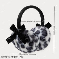 Leopard Print Faux Fur Earmuffs with Black Velvet Bow