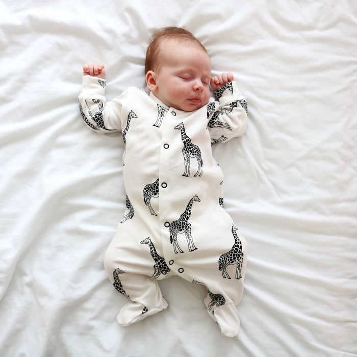 Unisex Baby Cotton Sleepsuit (Onesie) – Giraffe Print