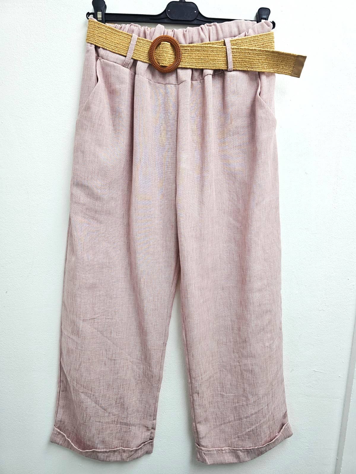 Italian One Size Light Weight Linen Trousers +Belt