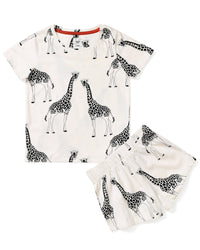 Kids' Organic Cotton Giraffe Print Short Pyjama Set